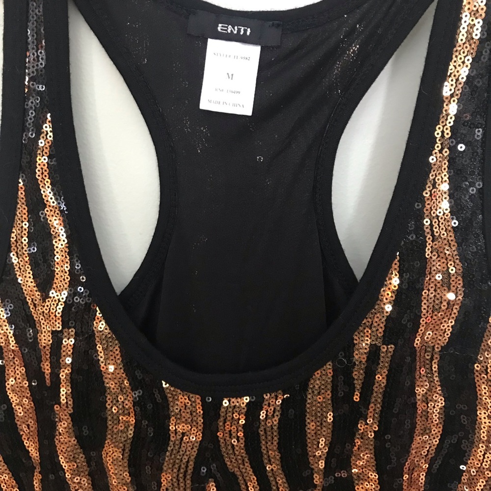 Sexy, black and gold, racerback party dress.